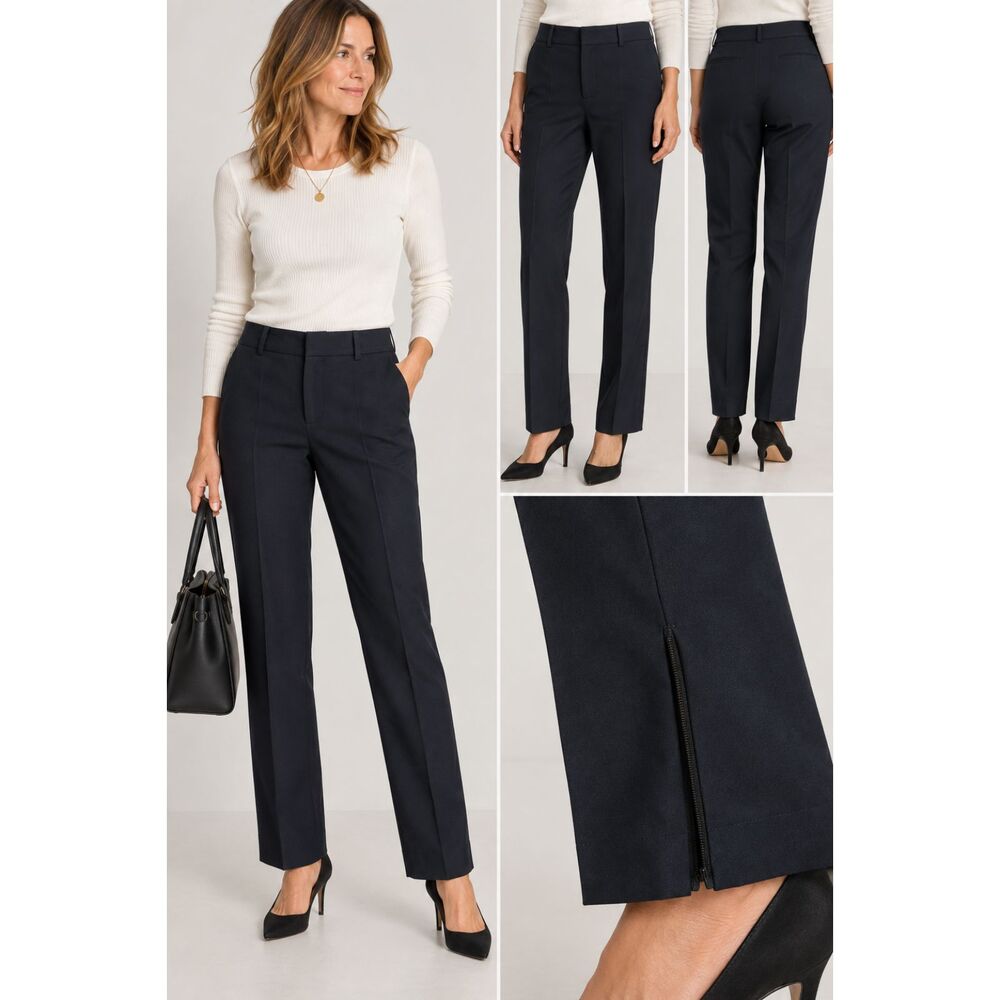 Zara Black Dress Pants Women's Slim Seam Fronts Flat Front Small Zip Hem